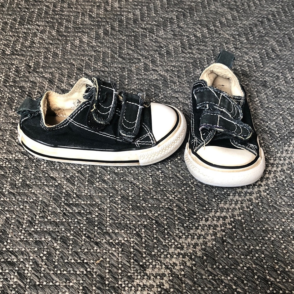Converse Black and White Kids Canvas Velcro Sneakers